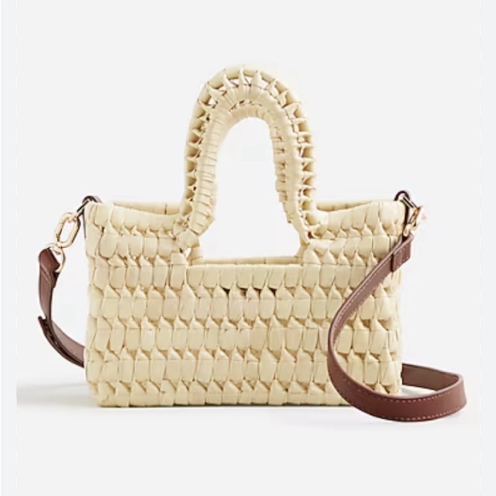 J.CREW SMALL HANDWOVEN PALM BAG
